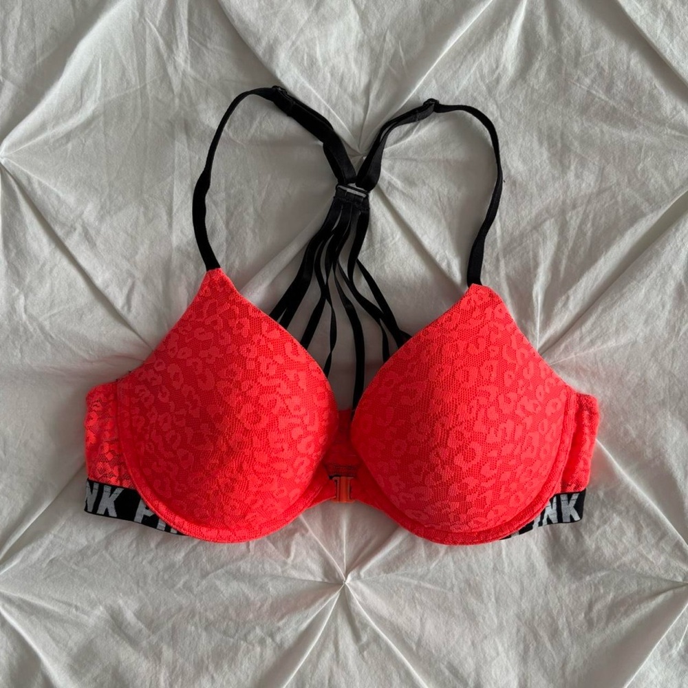 victoria’s secret PINK leopard print strappy push up bra